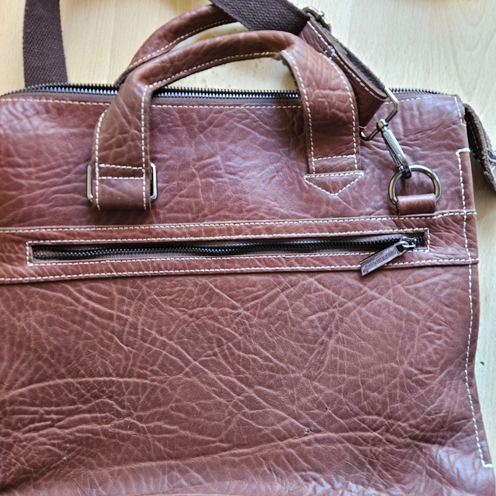 NUZVICHU Brown Faux Leather Messenger Crossbody Bag 13x11 Adjustable Strap 13 11
